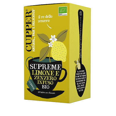 Cupper porta in Italia Supreme Limone e Zenzero Infuso Bio