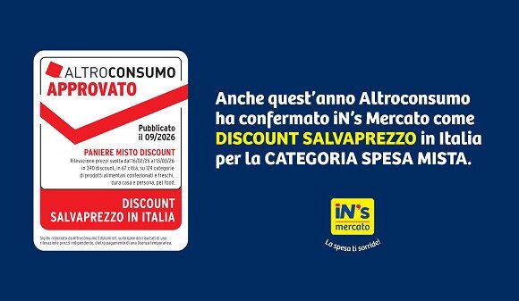 Sigillo Altroconsumo, confermato il riconoscimento come Discount Salvaprezzo a iN’s Mercato