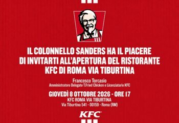 KFC riapre in Via Tiburtina: l’8 ottobre evento a Roma e Crispy Fillet a 1 euro per il pubblico